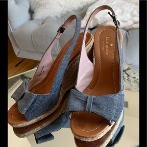 Kate Spade Denim Wedge shoes w/bow